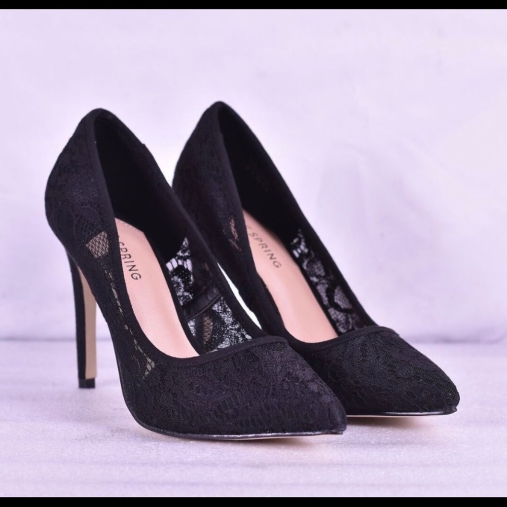 Call It Spring Gwydda Black Lace Stiletto Heels